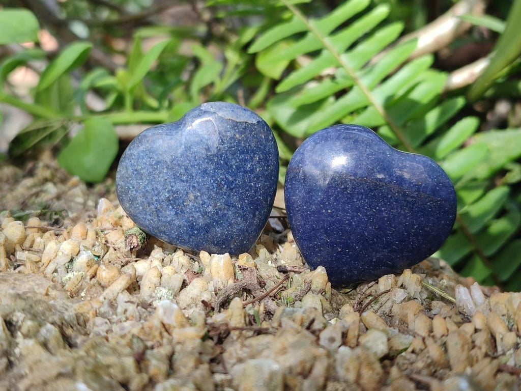 Polished Lazulite Hearts x 35 From Madagascar - Toprock Gemstones and Minerals 