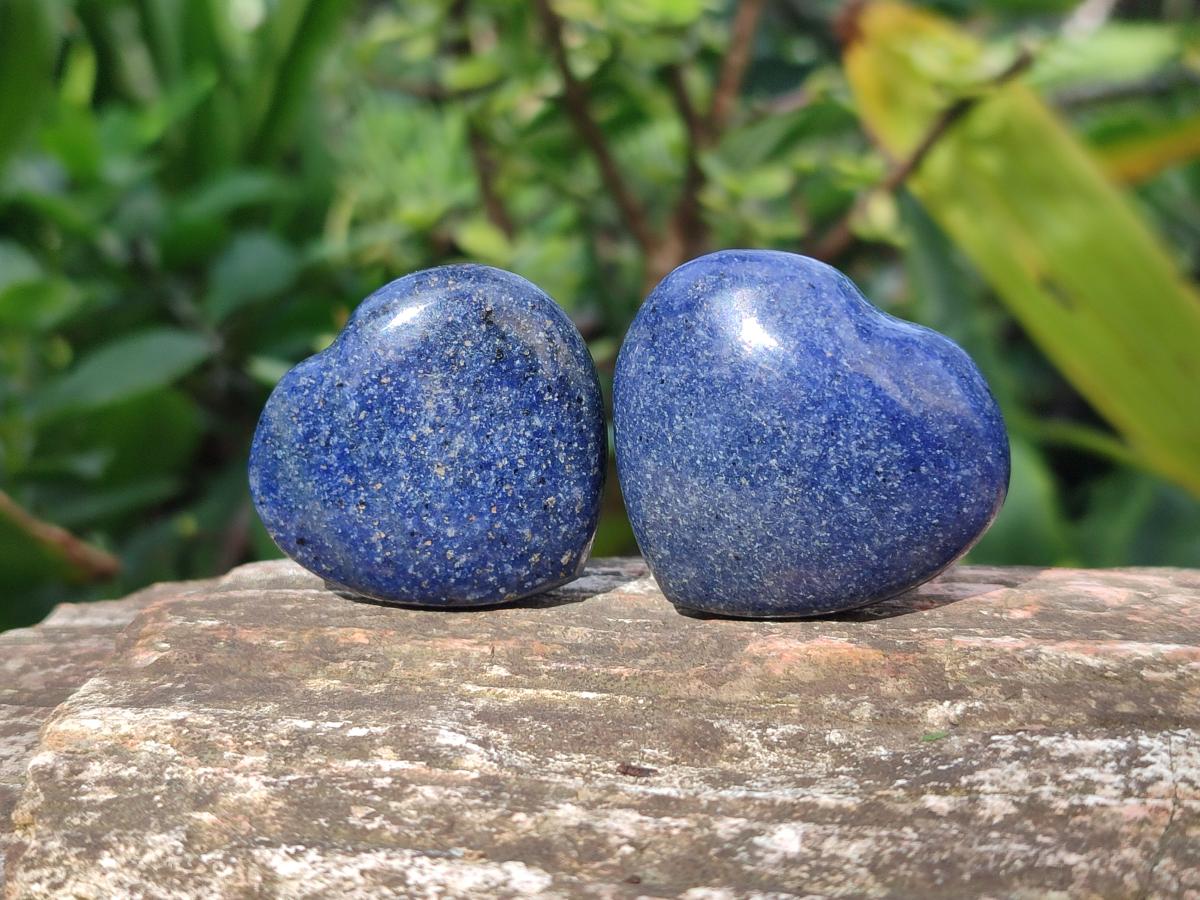 Polished Lazulite Hearts x 35 From Madagascar - Toprock Gemstones and Minerals 