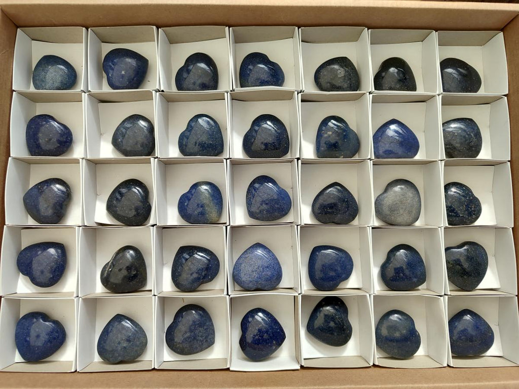 Polished Lazulite Hearts x 35 From Madagascar - Toprock Gemstones and Minerals 