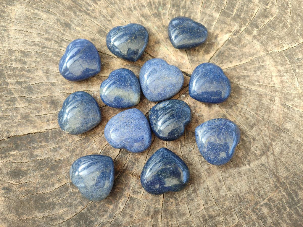 Polished Lazulite Hearts x 35 From Madagascar - Toprock Gemstones and Minerals 