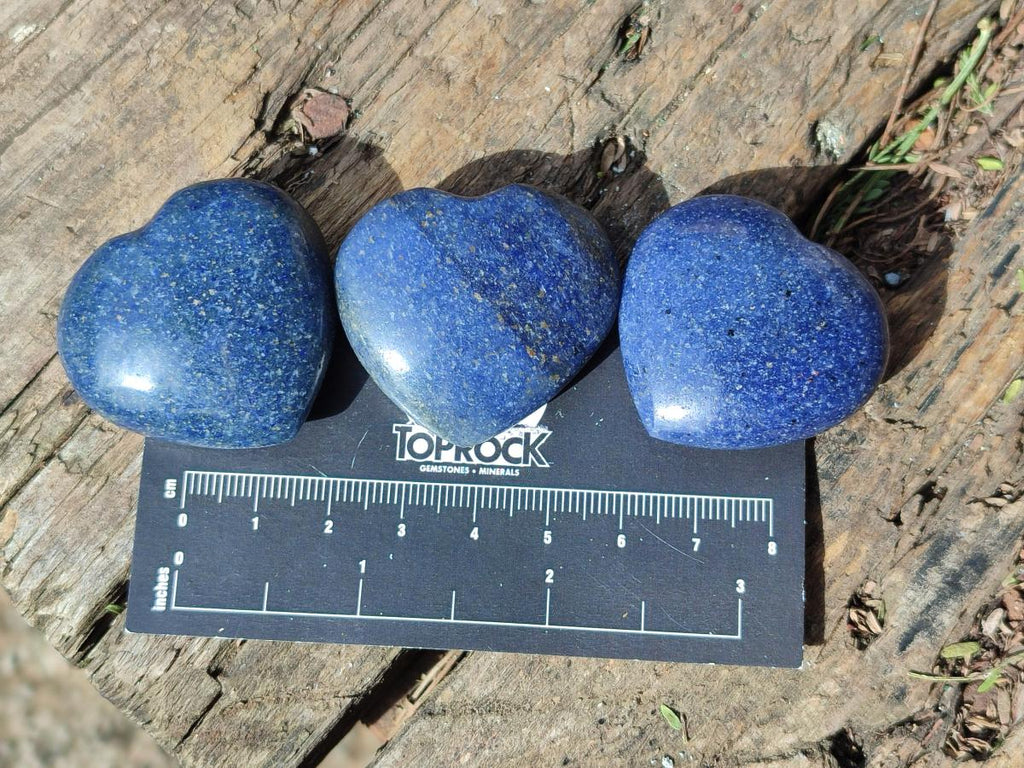Polished Lazulite Hearts x 35 From Madagascar - Toprock Gemstones and Minerals 