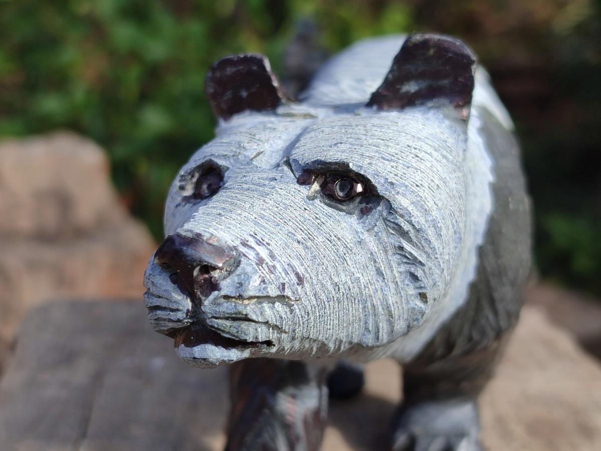 Hand Made Large Panda Soapstone Carving x 1 From Zimbabwe - Toprock Gemstones and Minerals 