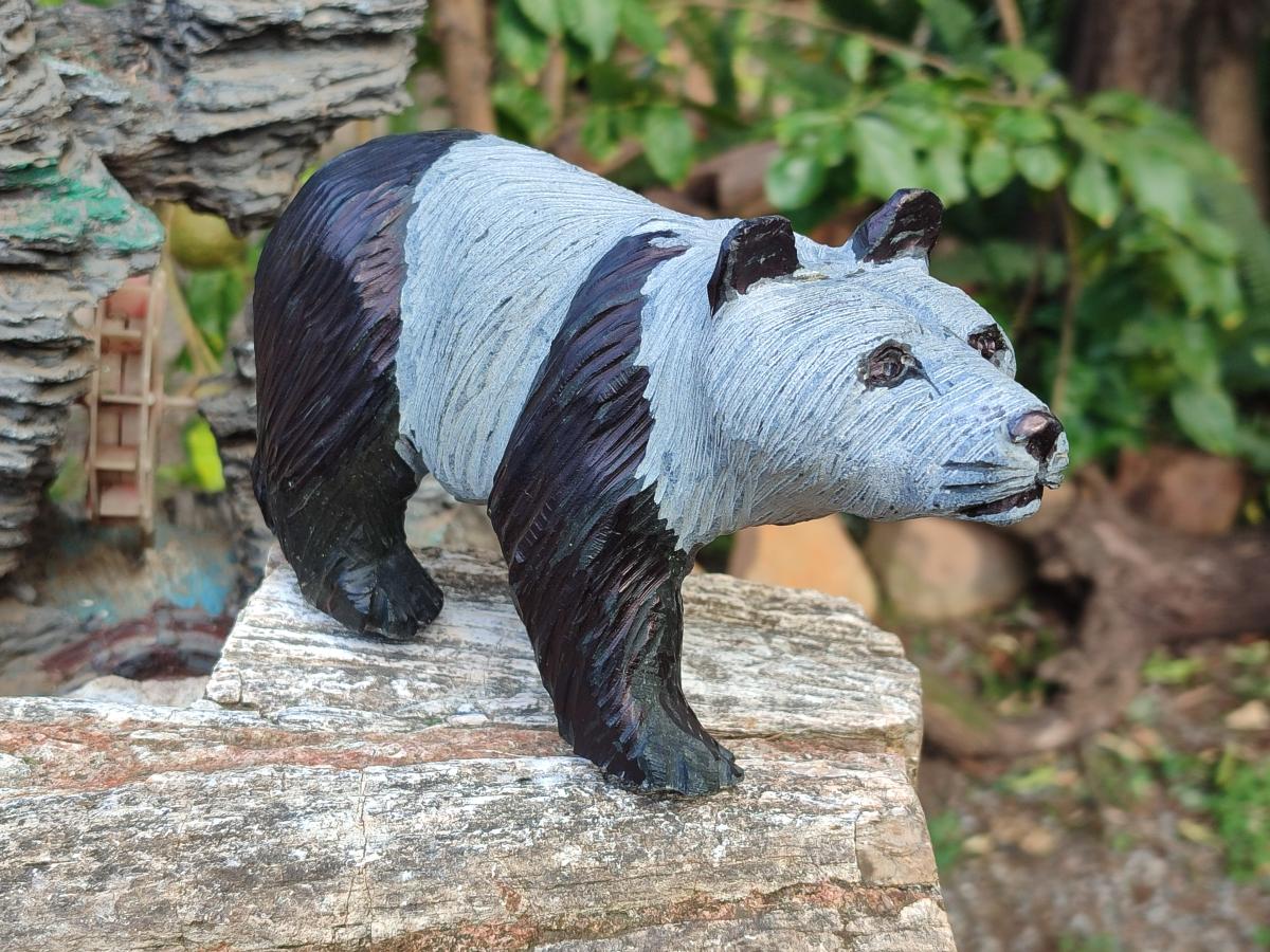 Hand Made Large Panda Soapstone Carving x 1 From Zimbabwe - Toprock Gemstones and Minerals 