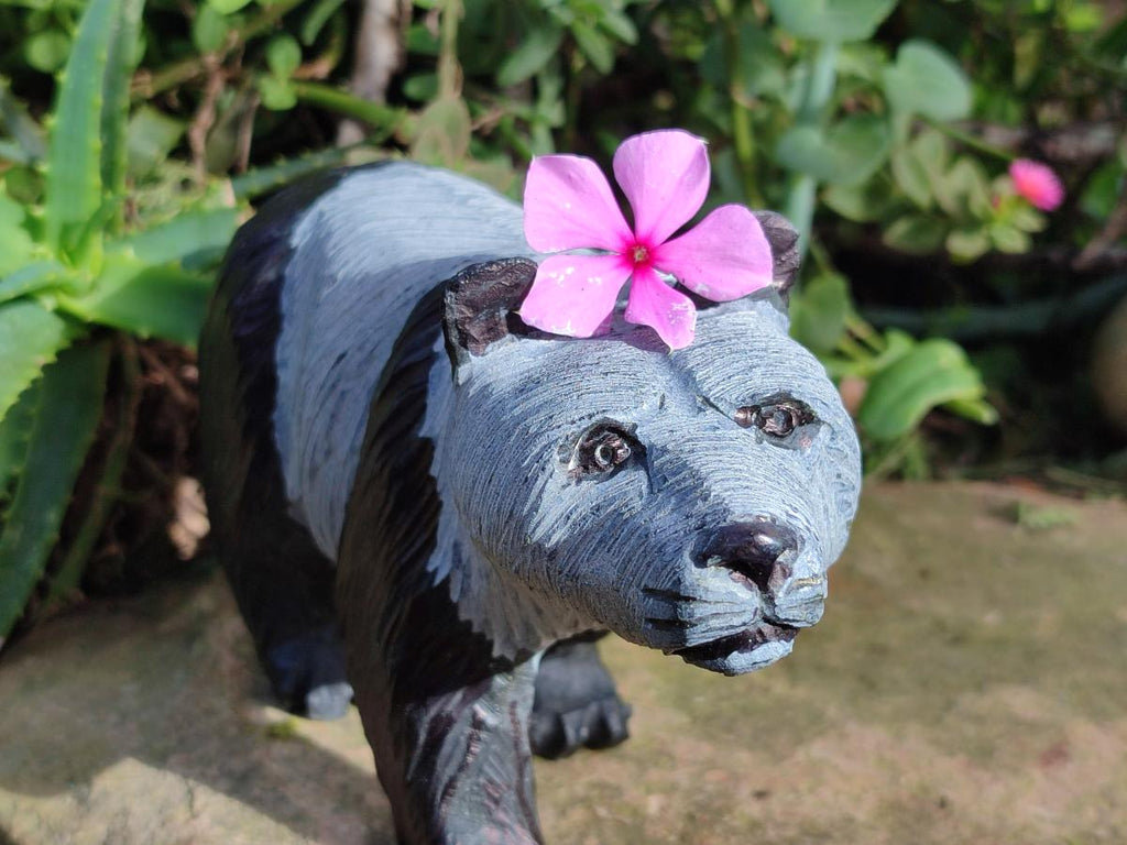 Hand Made Large Panda Soapstone Carving x 1 From Zimbabwe - Toprock Gemstones and Minerals 