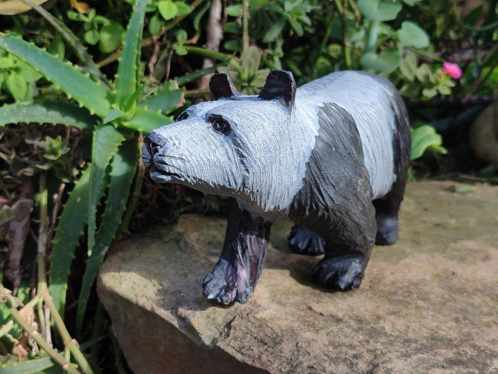 Hand Made Large Panda Soapstone Carving x 1 From Zimbabwe - Toprock Gemstones and Minerals 