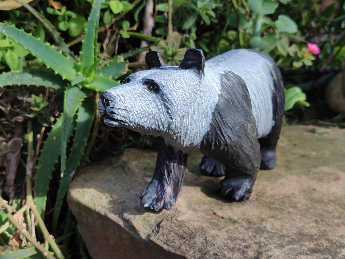Hand Made Large Panda Soapstone Carving x 1 From Zimbabwe - Toprock Gemstones and Minerals 