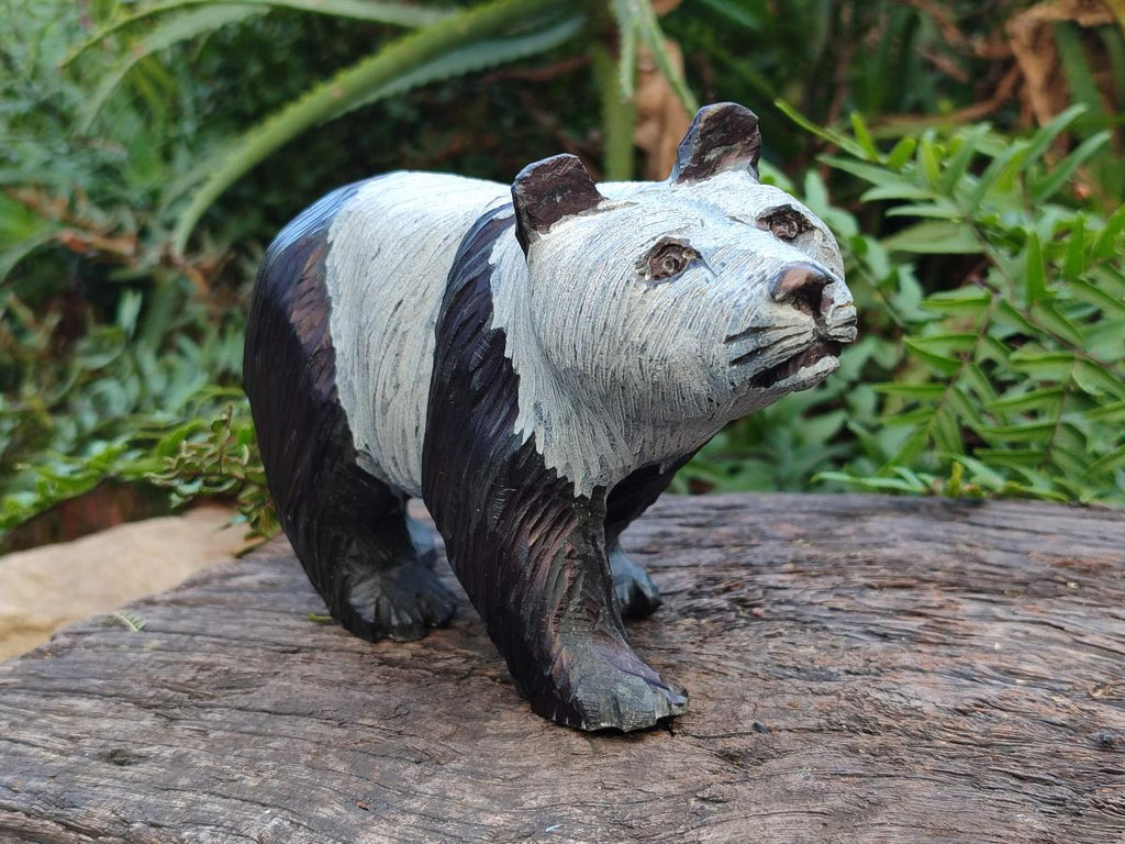 Hand Made Large Panda Soapstone Carving x 1 From Zimbabwe - Toprock Gemstones and Minerals 