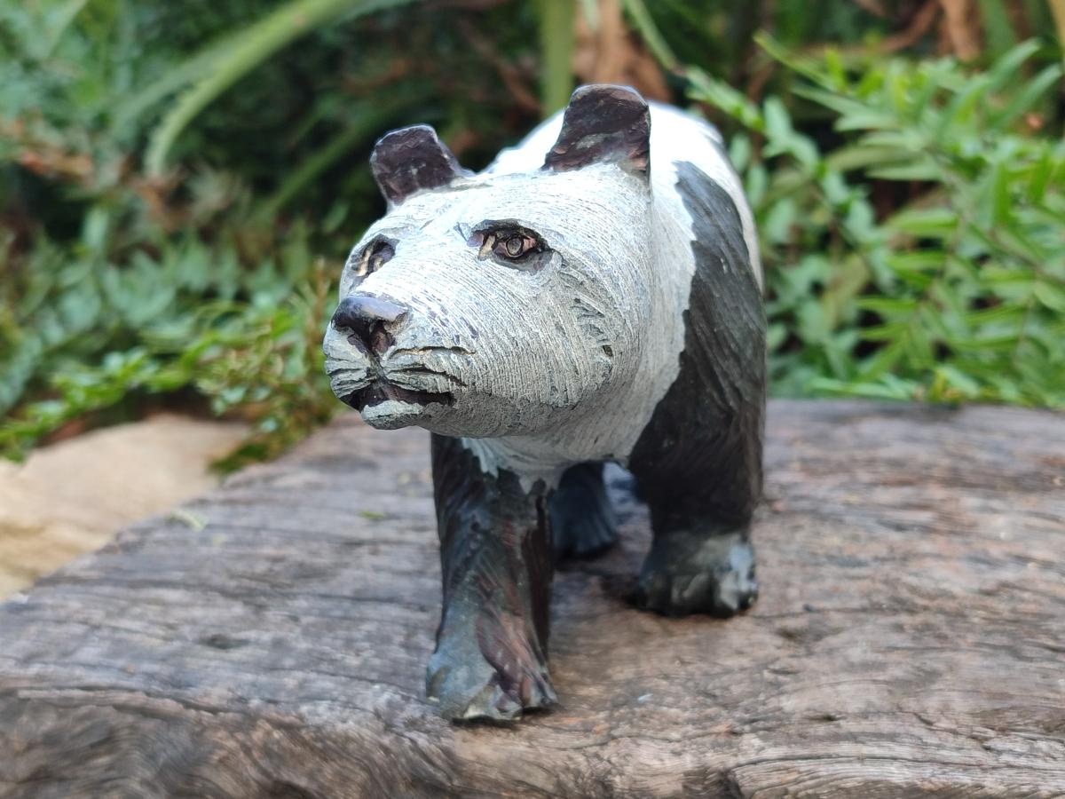 Hand Made Large Panda Soapstone Carving x 1 From Zimbabwe - Toprock Gemstones and Minerals 