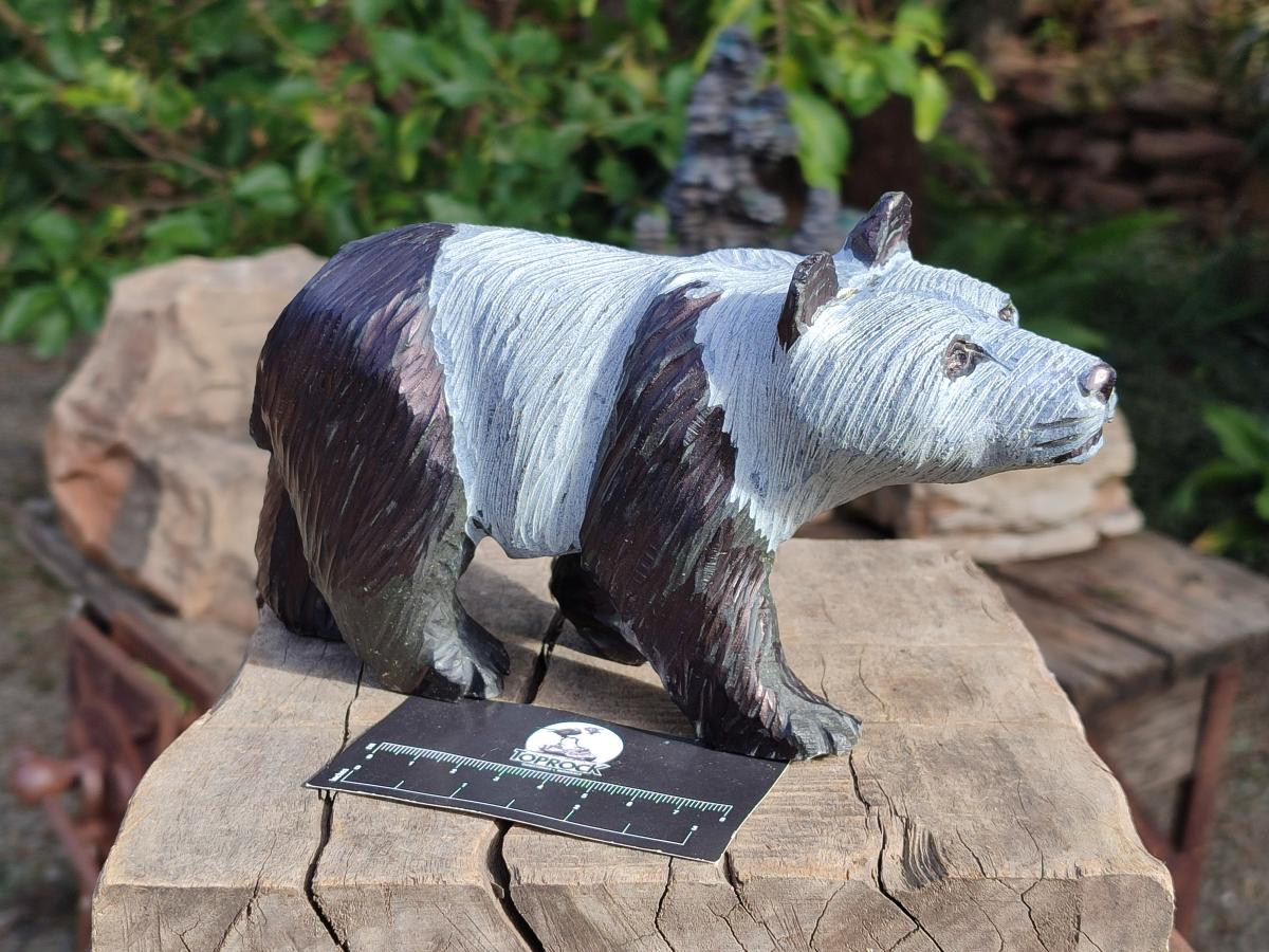 Hand Made Large Panda Soapstone Carving x 1 From Zimbabwe - Toprock Gemstones and Minerals 