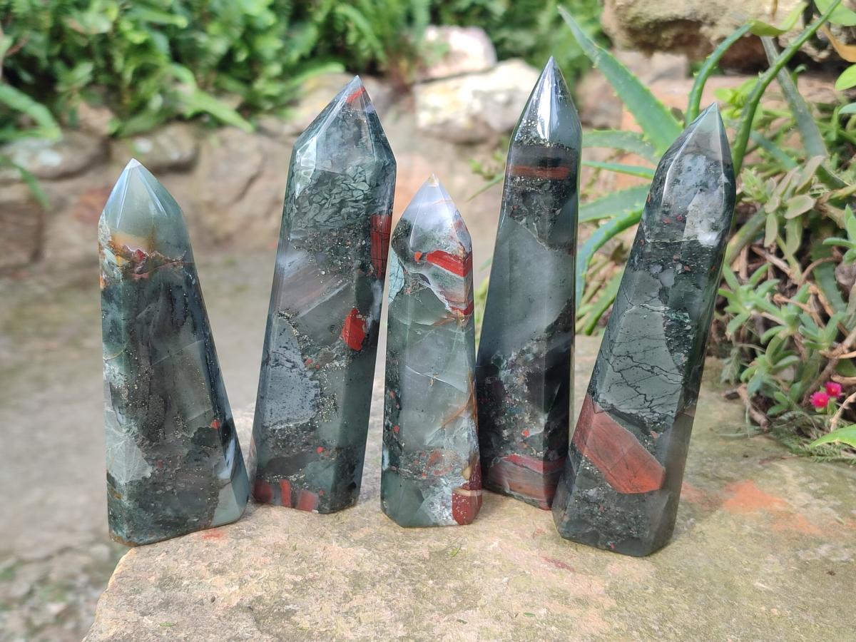 Polished Bloodstone Display Crystal Points x 5 From Swaziland - Toprock Gemstones and Minerals 