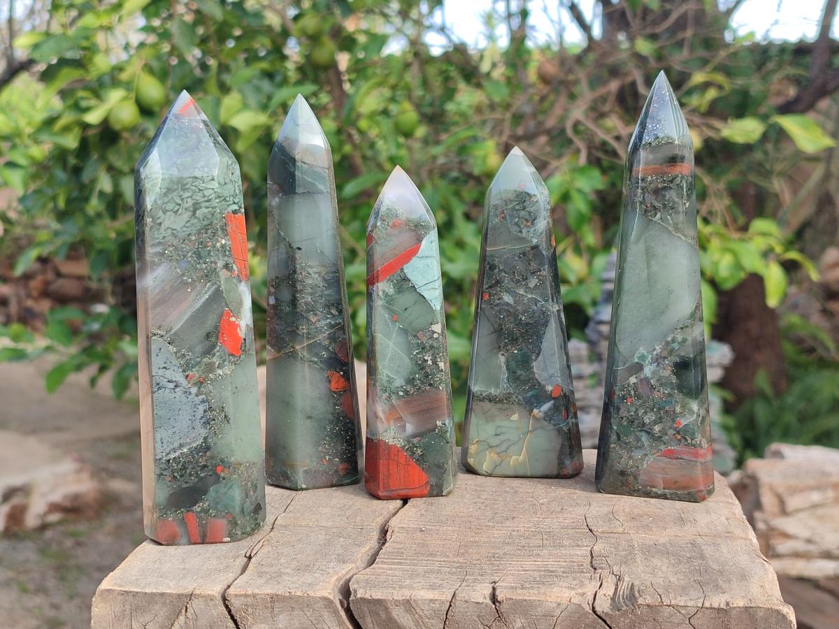 Polished Bloodstone Display Crystal Points x 5 From Swaziland - Toprock Gemstones and Minerals 