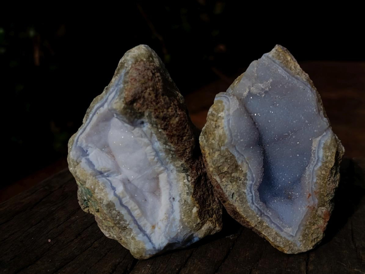 Natural Blue Lace Agate Geode Specimens x 12 From Nsanje, Malawi - Toprock Gemstones and Minerals 