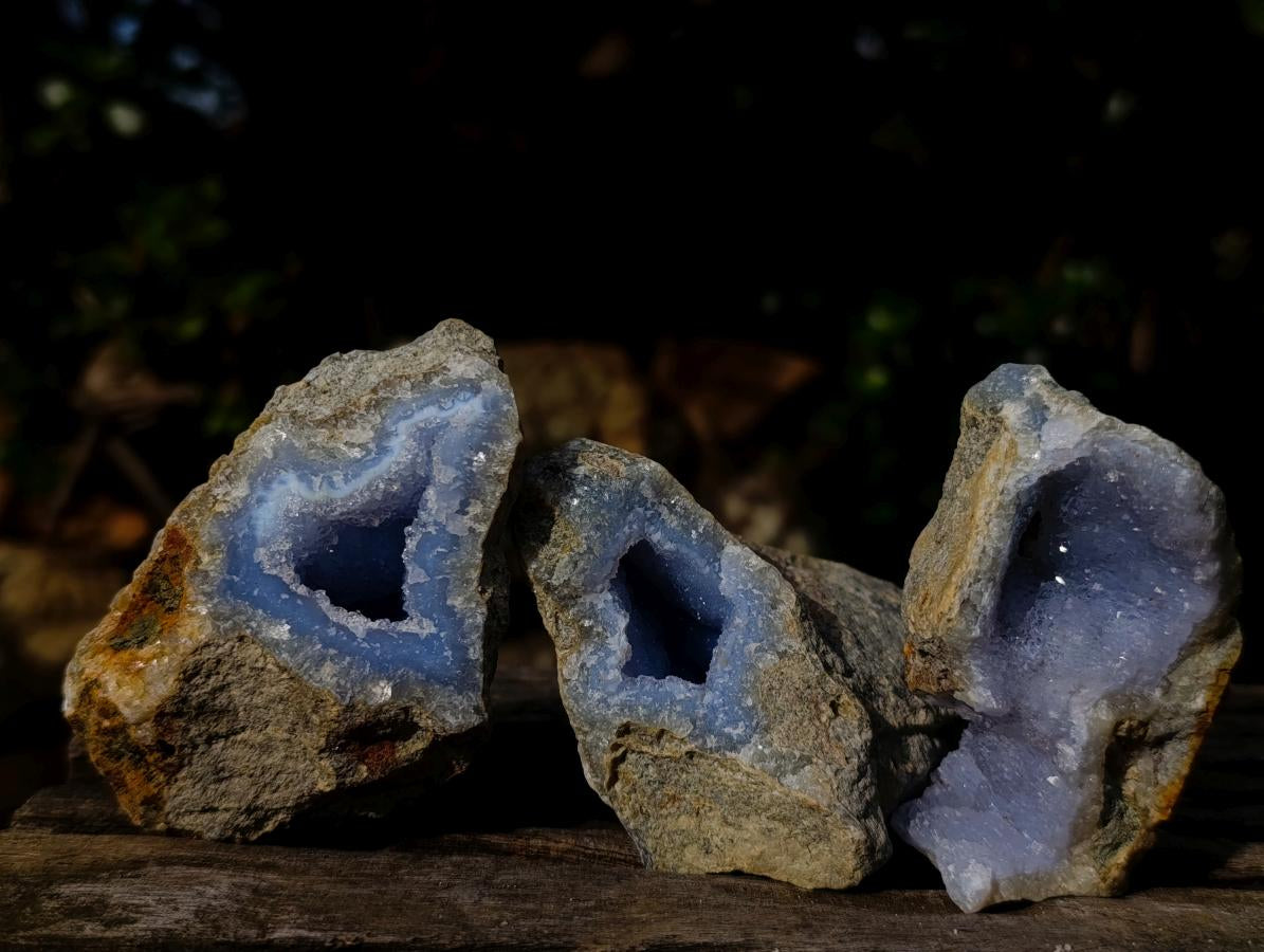 Natural Blue Lace Agate Geode Specimens x 12 From Nsanje, Malawi - Toprock Gemstones and Minerals 