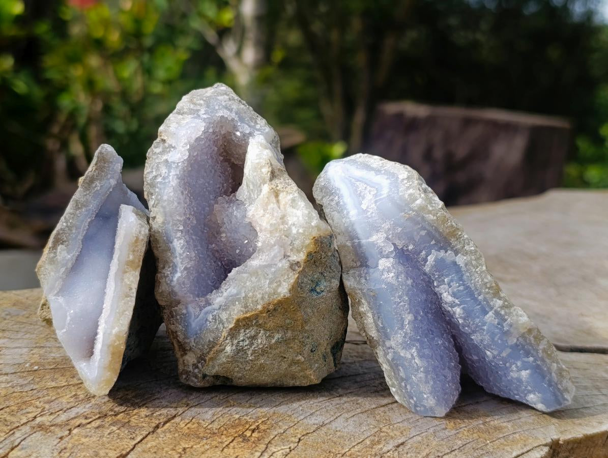 Natural Blue Lace Agate Geode Specimens x 12 From Nsanje, Malawi - Toprock Gemstones and Minerals 