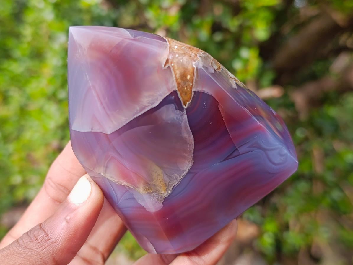 Polished Strawberry Agate and Sodalite Display Points x 3 From Mozambique and Namibia - Toprock Gemstones and Minerals 
