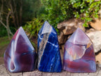 Polished Strawberry Agate and Sodalite Display Points x 3 From Mozambique and Namibia - Toprock Gemstones and Minerals 