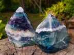 Polished Watermelon Fluorite Crystal Points x 2 From Uis, Namibia - Toprock Gemstones and Minerals 