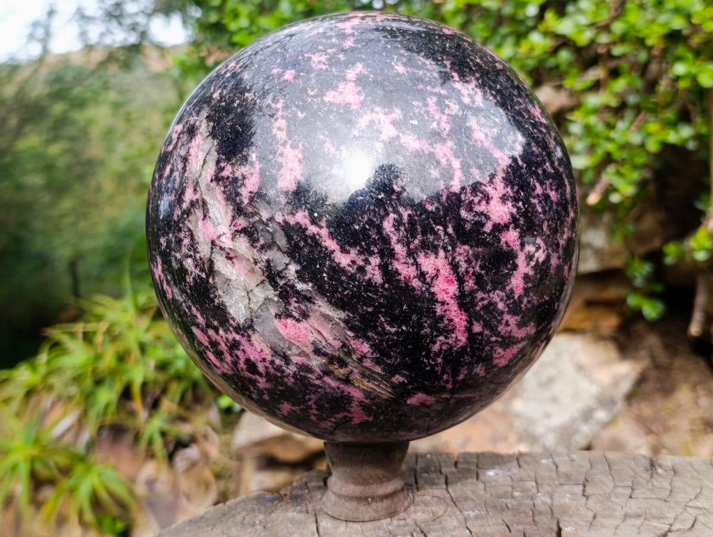 Polished XL Rhodonite Gemstone Sphere x 1 From Ambindavato, Madagascar - Toprock Gemstones and Minerals 