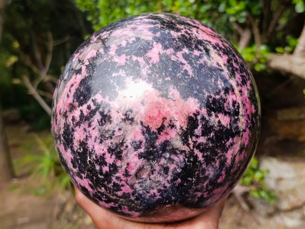 Polished XL Rhodonite Gemstone Sphere x 1 From Ambindavato, Madagascar - Toprock Gemstones and Minerals 