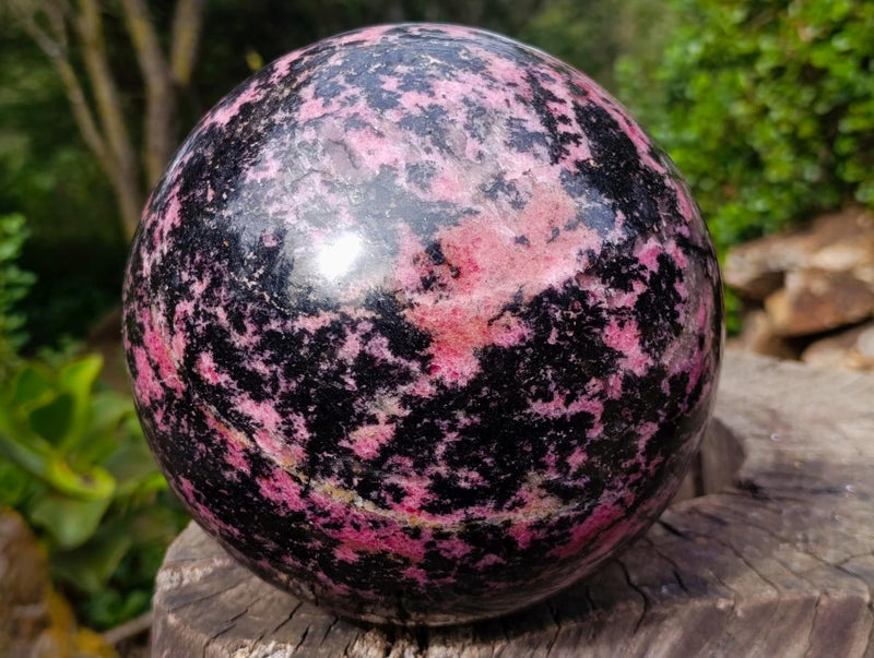 Polished XL Rhodonite Gemstone Sphere x 1 From Ambindavato, Madagascar - Toprock Gemstones and Minerals 