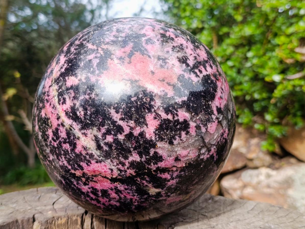 Polished XL Rhodonite Gemstone Sphere x 1 From Ambindavato, Madagascar - Toprock Gemstones and Minerals 