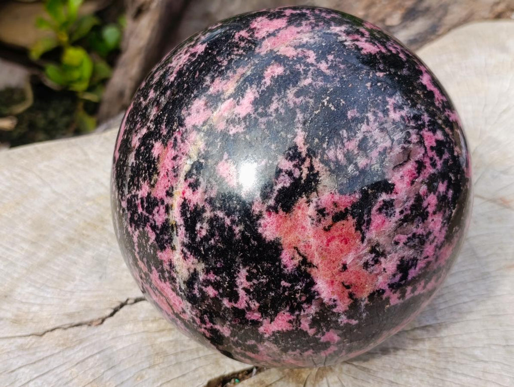 Polished XL Rhodonite Gemstone Sphere x 1 From Ambindavato, Madagascar - Toprock Gemstones and Minerals 
