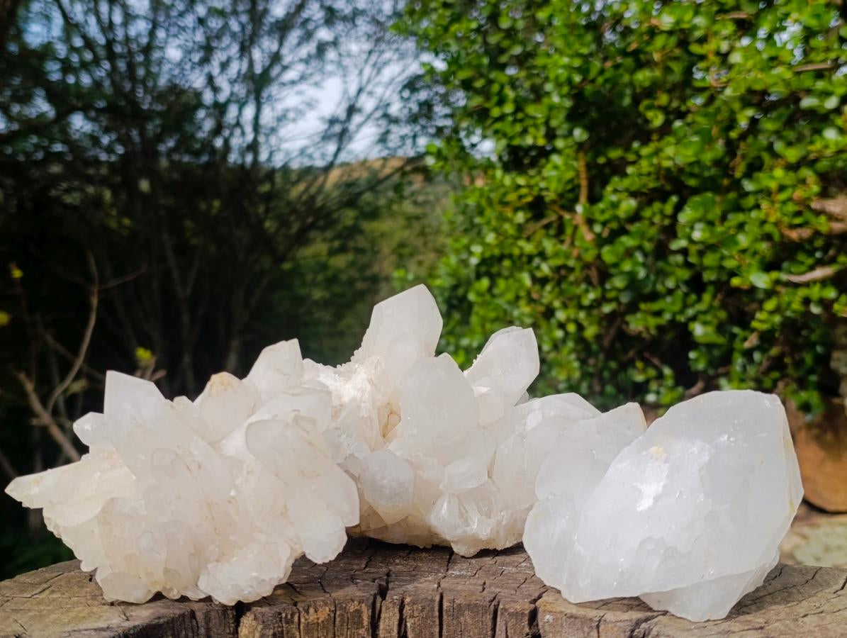 Natural Malagasy Quartz Clusters x 3 From Madagascar - Toprock Gemstones and Minerals 