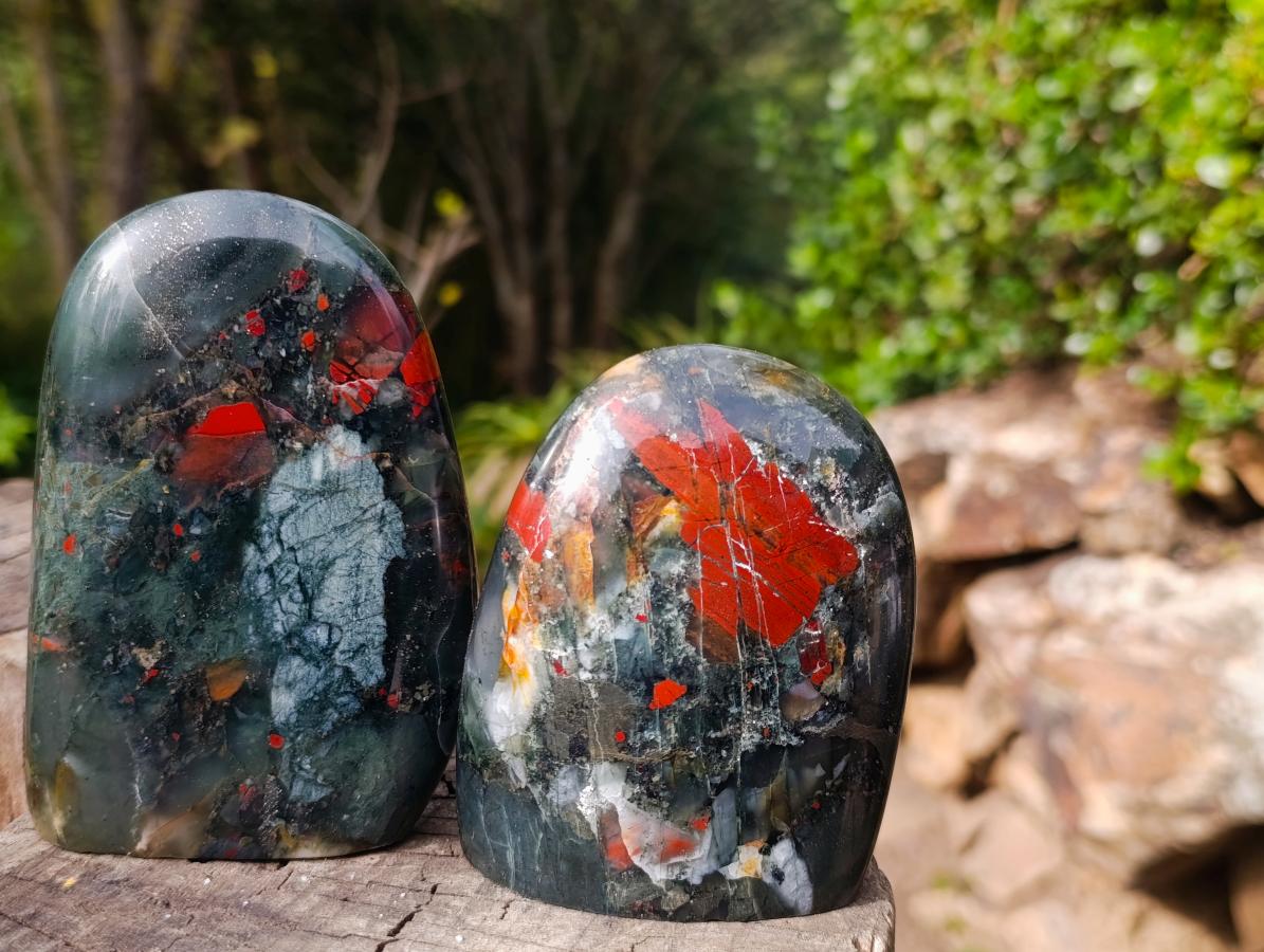 Polished Bloodstone Standing Display Pieces x 3 From Swaziland - Toprock Gemstones and Minerals 