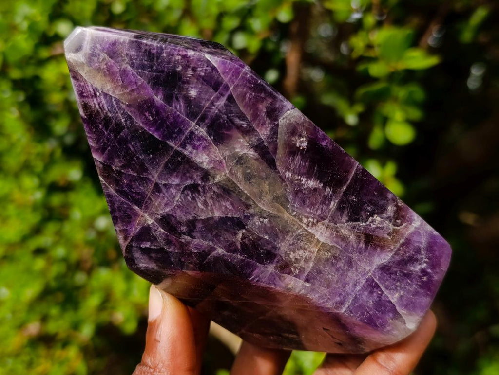 Polished Chevron Amethyst Display Crystal Points x 2 From Zambia - Toprock Gemstones and Minerals 