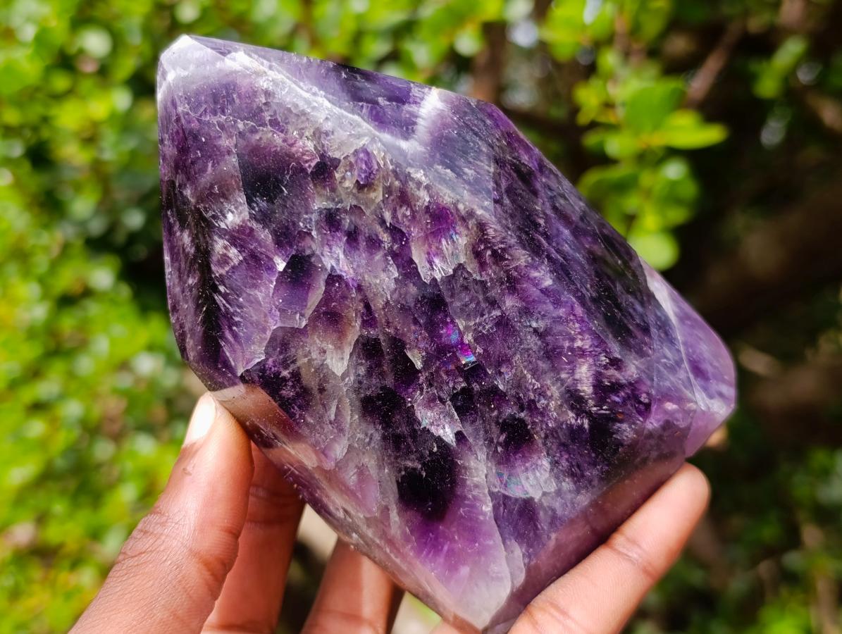 Polished Chevron Amethyst Display Crystal Points x 2 From Zambia - Toprock Gemstones and Minerals 