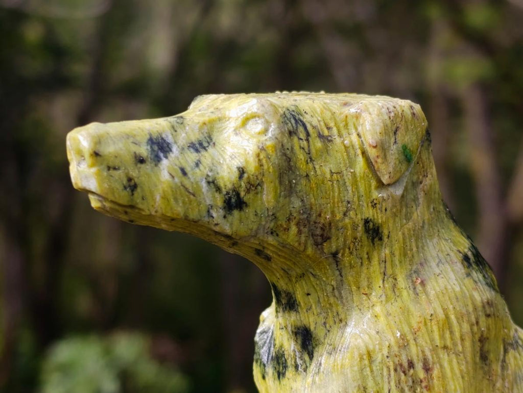 Hand Made Leopard Stone Callie Sheepdog Carvings x 2 From Zimbabwe - Toprock Gemstones and Minerals 