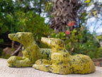 Hand Made Leopard Stone Callie Sheepdog Carvings x 2 From Zimbabwe - Toprock Gemstones and Minerals 