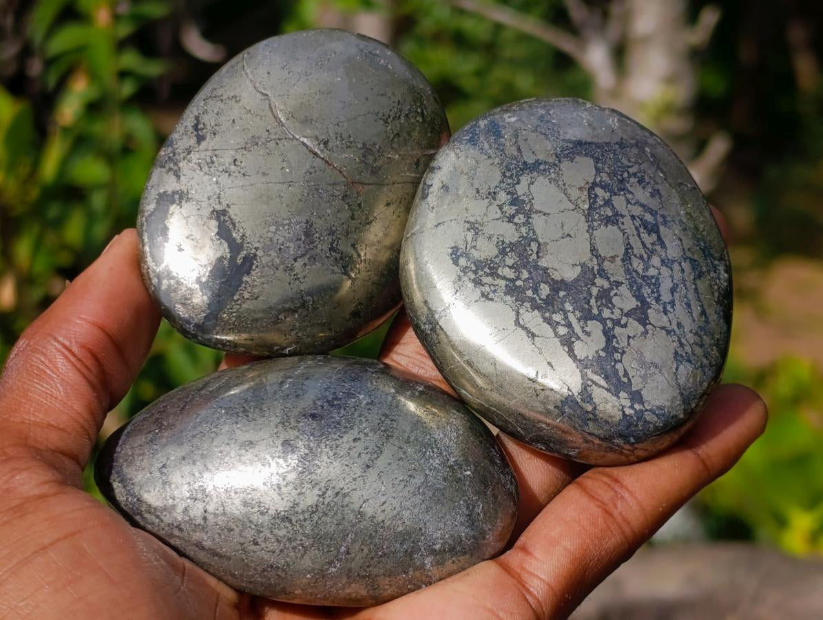 Polished Basalt Pharaoh Stone Galets x 12 From Iron Duke Mine, Zimbabwe - Toprock Gemstones and Minerals 