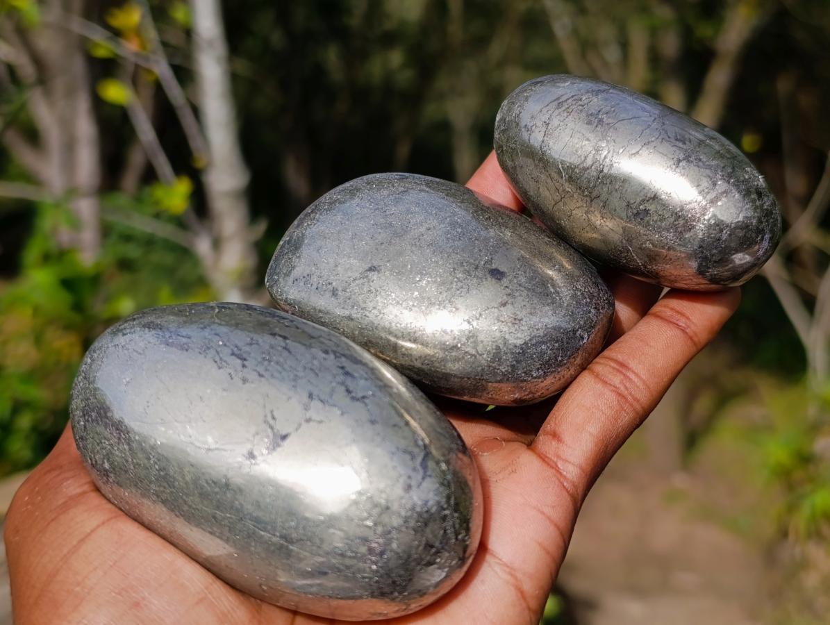 Polished Basalt Pharaoh Stone Galets x 12 From Iron Duke Mine, Zimbabwe - Toprock Gemstones and Minerals 