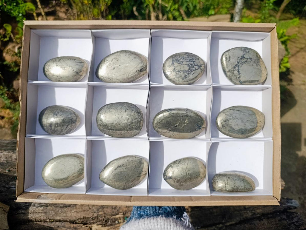 Polished Basalt Pharaoh Stone Galets x 12 From Iron Duke Mine, Zimbabwe - Toprock Gemstones and Minerals 