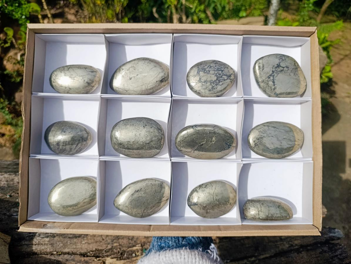 Polished Basalt Pharaoh Stone Galets x 12 From Iron Duke Mine, Zimbabwe - Toprock Gemstones and Minerals 