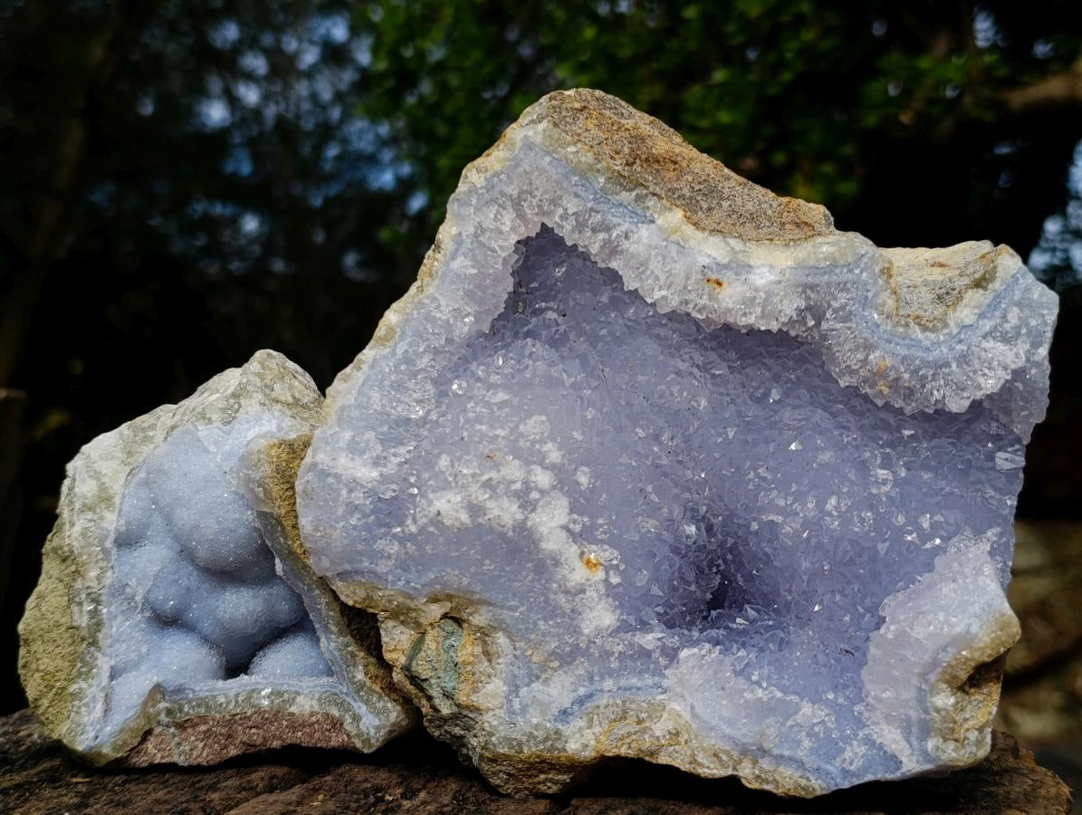 Natural Blue Lace Agate Specimens x 2 From Nsanje, Malawi - Toprock Gemstones and Minerals 