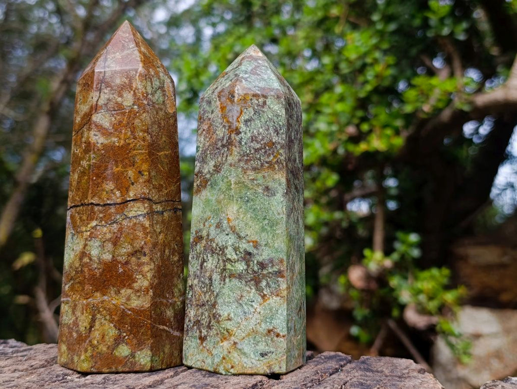 Polished African Turquoise Chrysocolla Display Crystal Points x 3 From South Africa - Toprock Gemstones and Minerals 