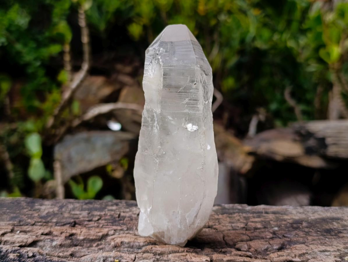 Half Polished Half Natural White Phantom Quartz Crystals x 3 From Madagascar - Toprock Gemstones and Minerals 