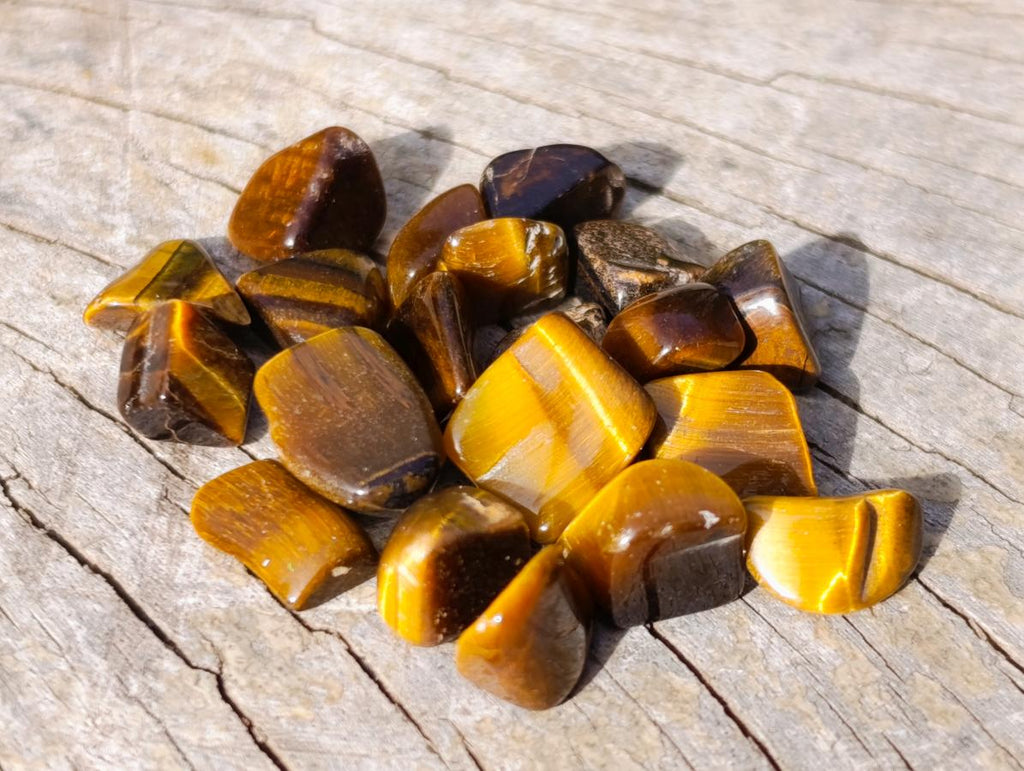 Polished Mini Golden Tigers Eye Tumbled Stone Bags x 6 From Prieska, South Africa - Toprock Gemstones and Minerals 