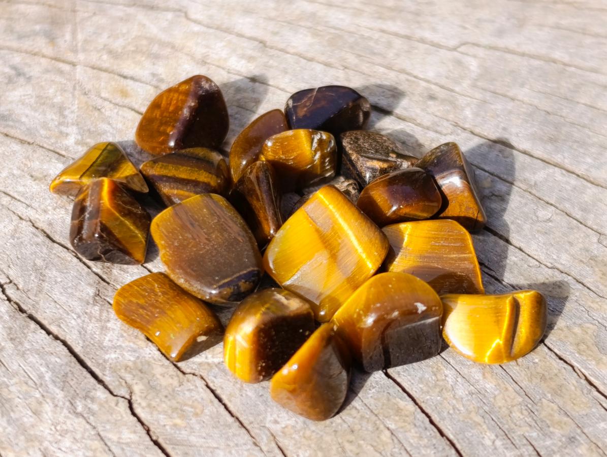 Polished Mini Golden Tigers Eye Tumbled Stone Bags x 6 From Prieska, South Africa - Toprock Gemstones and Minerals 