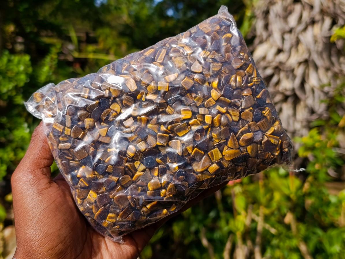 Polished Mini Golden Tigers Eye Tumbled Stone Bags x 6 From Prieska, South Africa - Toprock Gemstones and Minerals 