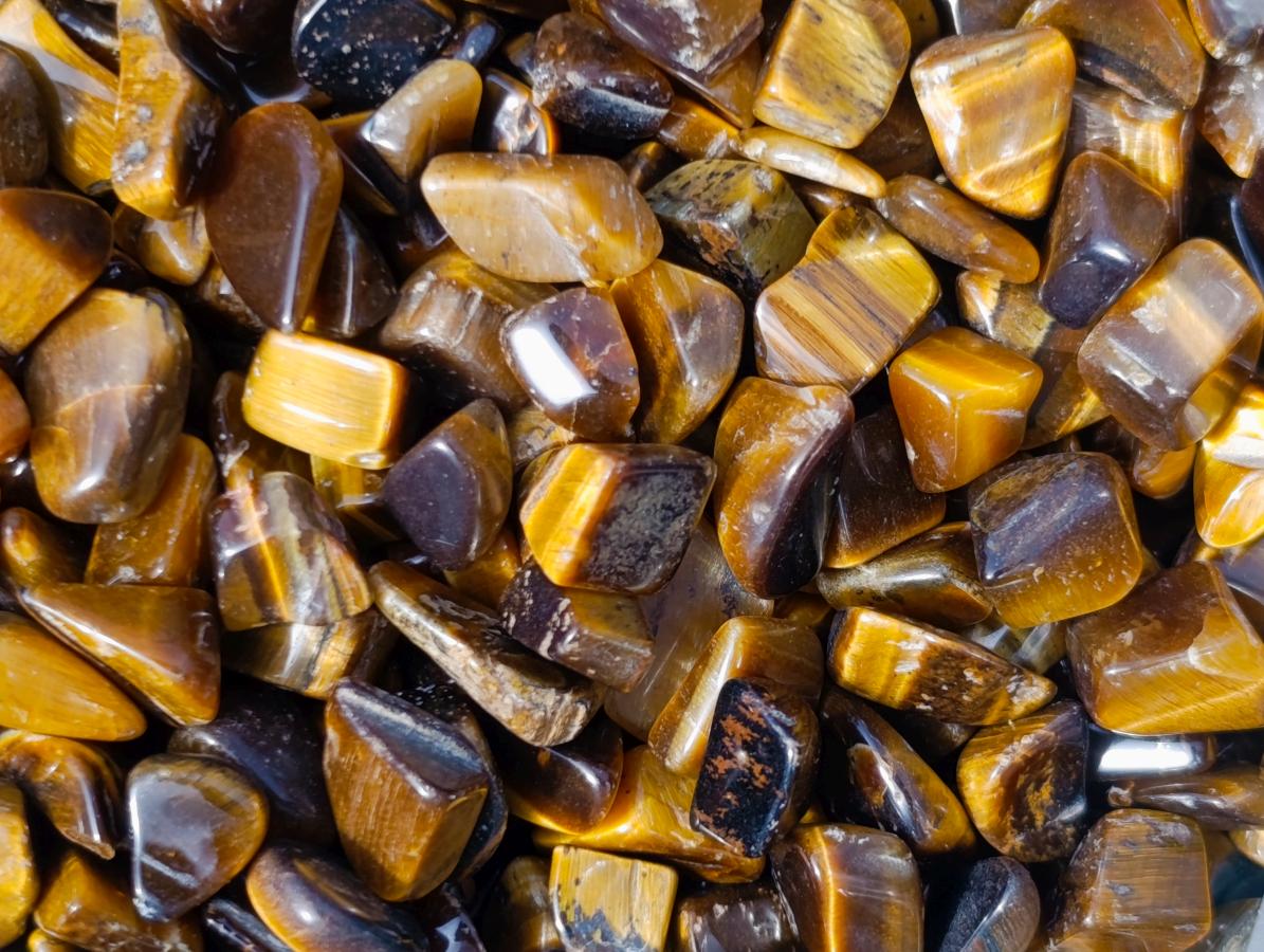 Polished Mini Golden Tigers Eye Tumbled Stone Bags x 6 From Prieska, South Africa - Toprock Gemstones and Minerals 