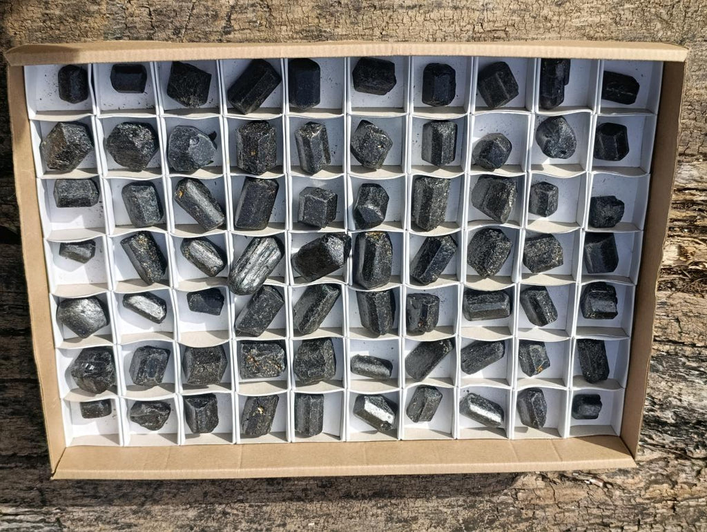 Natural Alluvial Schorl Black Tourmaline Specimens x 70 Lot From Zimbabwe - Toprock Gemstones and Minerals 