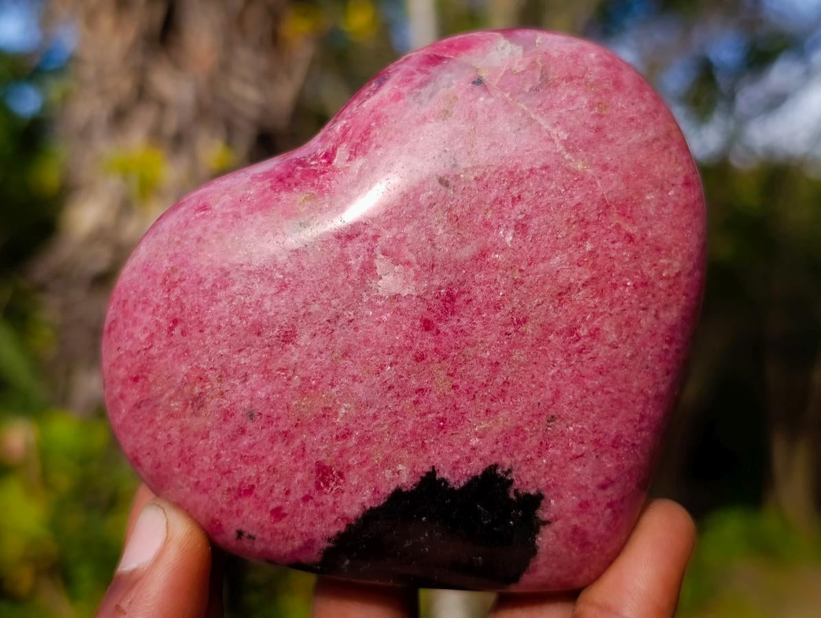 Polished Rhodonite Gemstone Hearts x 4 From Ambindavato, Madagascar - Toprock Gemstones and Minerals 