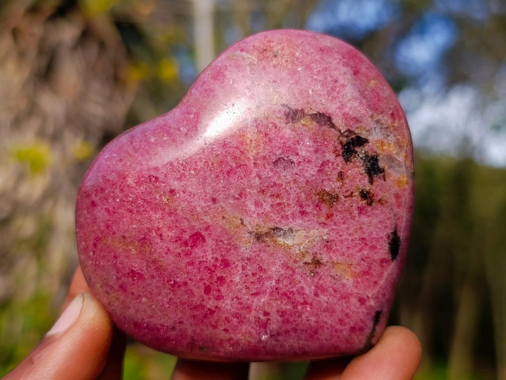 Polished Rhodonite Gemstone Hearts x 4 From Ambindavato, Madagascar - Toprock Gemstones and Minerals 