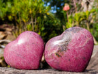 Polished Rhodonite Gemstone Hearts x 4 From Ambindavato, Madagascar - Toprock Gemstones and Minerals 