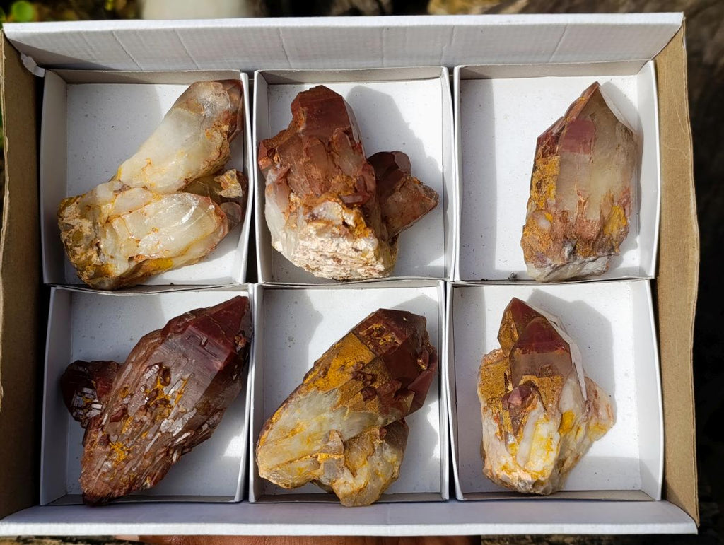 Natural Red Hematoid Quartz Clusters x 6 From Karoi, Zimbabwe - Toprock Gemstones and Minerals 