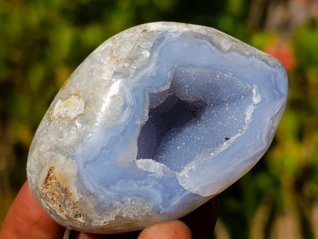 Polished Palm Size Blue Lace Agate Free Forms x 12 From Nsanje, Malawi - Toprock Gemstones and Minerals 