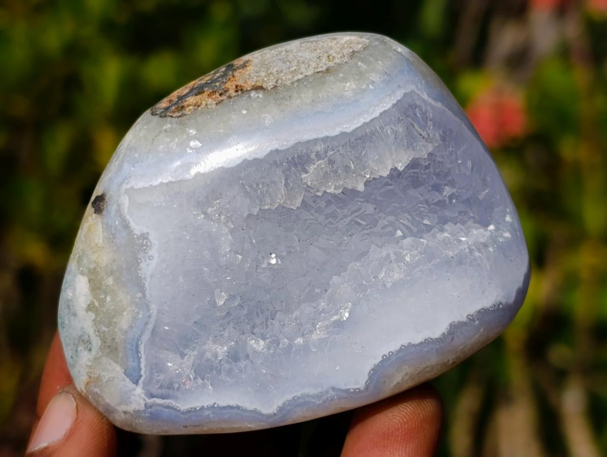 Polished Palm Size Blue Lace Agate Free Forms x 12 From Nsanje, Malawi - Toprock Gemstones and Minerals 